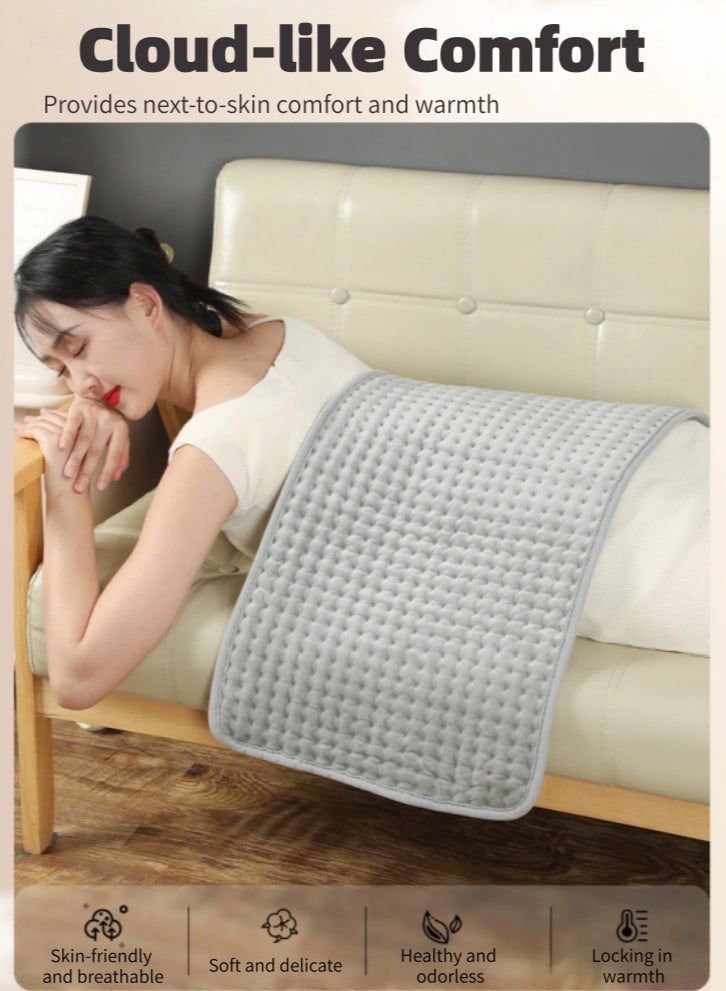 Lullaxx Heating Pad,Electric Heat Pad Designed To Relieve Back,Neck,And Leg Pain,Features Multiple Temperature Settings，Automatic Shut-off,Washable(12 * 24 Inches, Gray) - Image 5